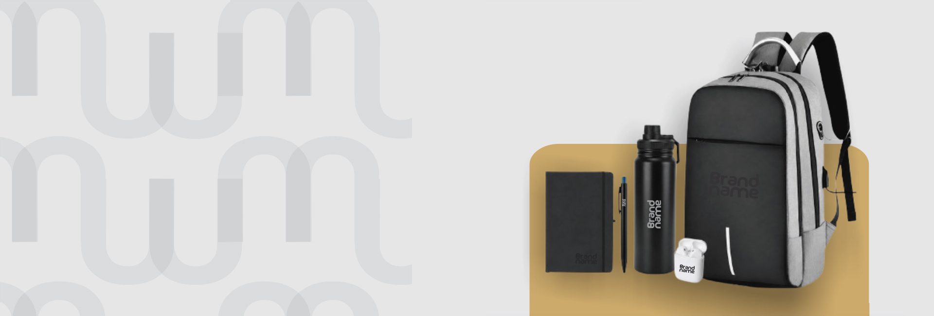 Kit onboarding com caderno, caneta, garrafa, fone e mochila personalizados